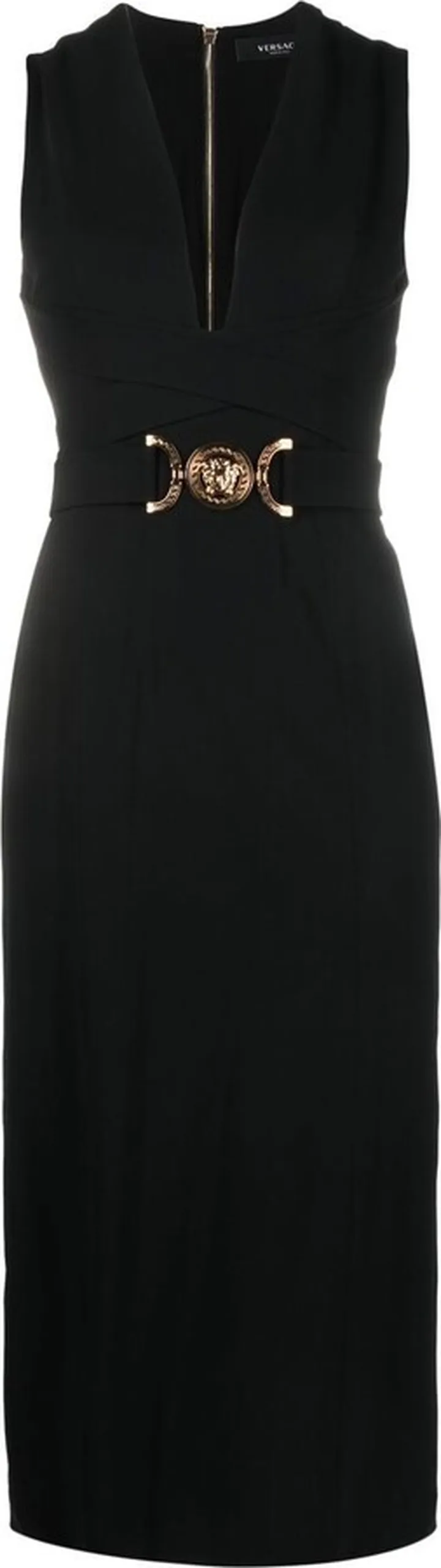 VERSACE- Belted Midi Pencil Dress