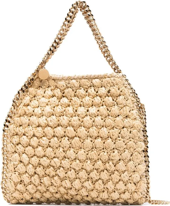mini Falabella raffia tote bag