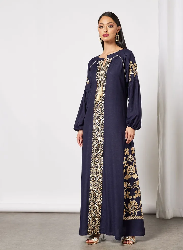 Embroidered Jalabiya Dress With Sheila