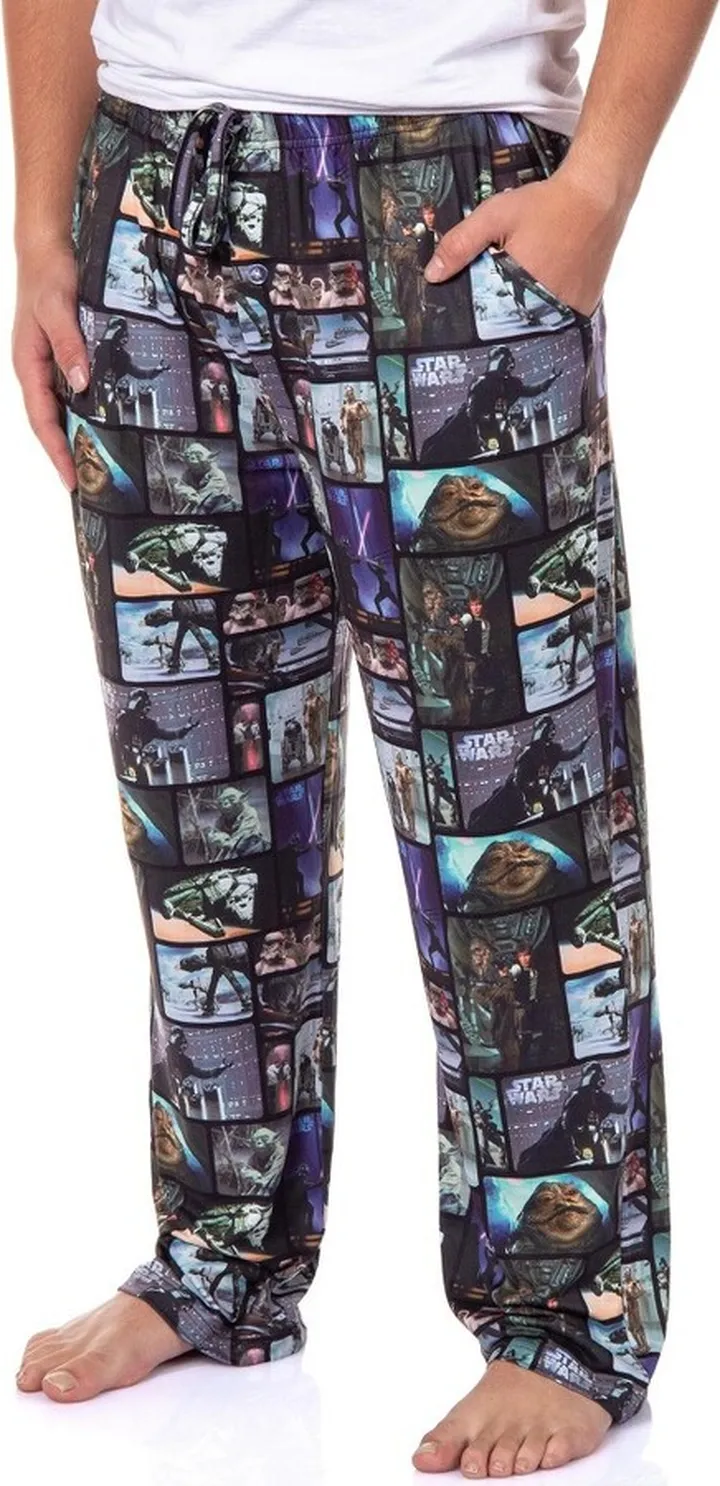 Star Wars Mens' Movie Film Classic Character Scenes Sleep Pajama Pants (Large) Multicolored