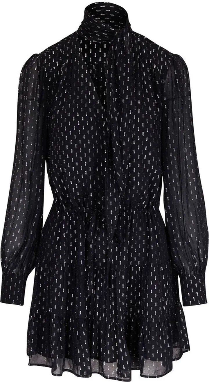 Embroidery-Detail Long-Sleeved Dress