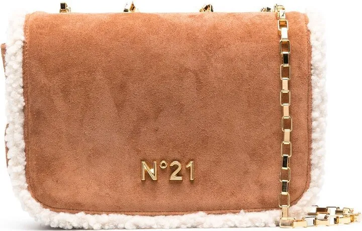 Logo-Embossed Suede Shoulder Bag