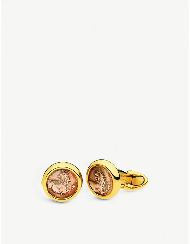 Mens Monete Antiche 18kt Yellow-gold Cufflinks With Antique Coins