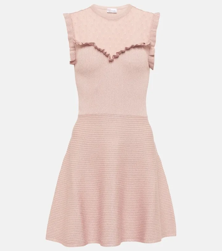 Point d'esprit-panel knit minidress