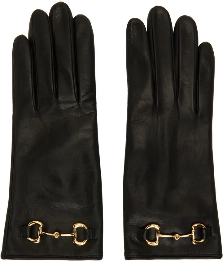 Gucci Black Leather Horsebit Gloves
