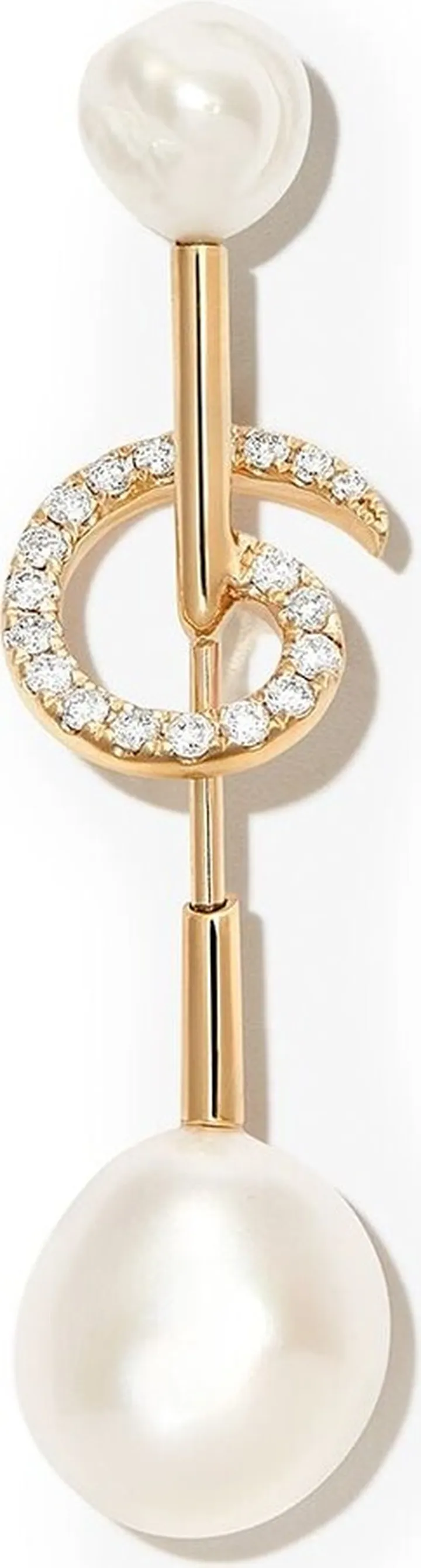 14kt yellow gold Betty pearl and diamond earring