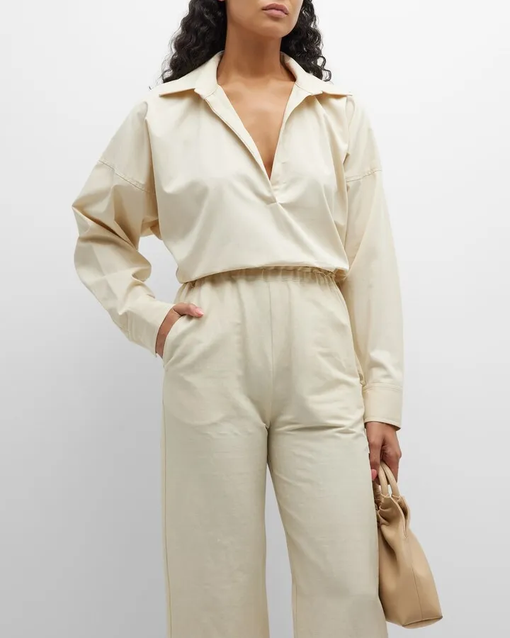 Long-Sleeve Collared Washed Cotton Shirt