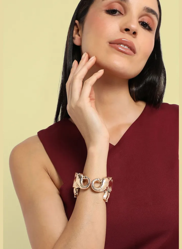 Gold Plated Designer Stone Party Wear Bracelet For Women