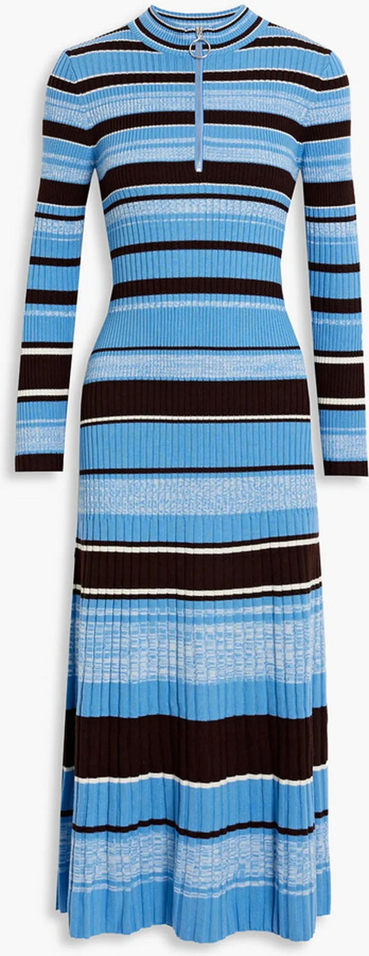 Taryn striped ribbed merino wool midi dress
