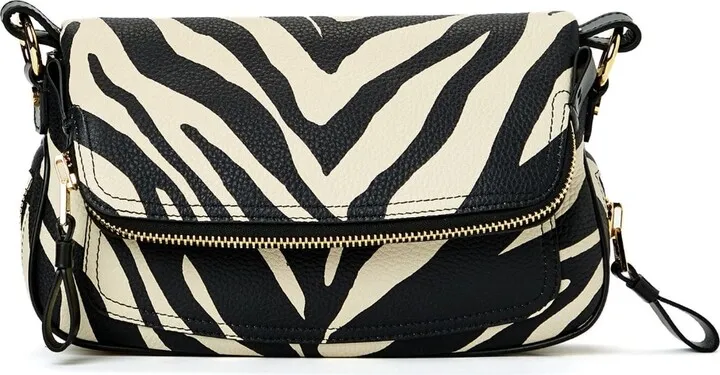 Zebra-Print Leather Tote Bag
