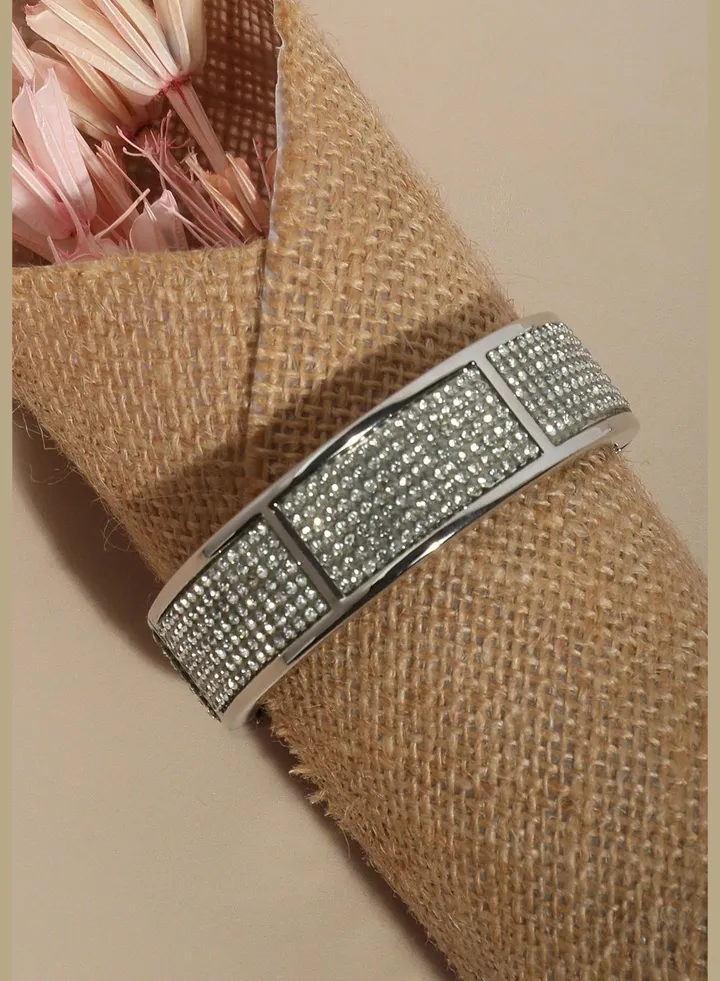 Silver Plated Designer Stone Party Wear Bracelet For Women