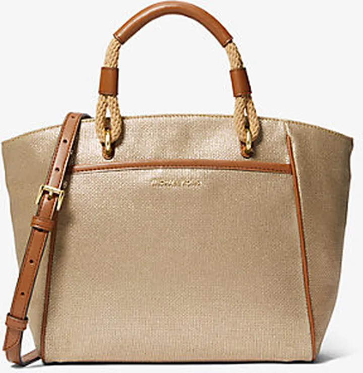 Talia Small Metallic Cotton Canvas Tote Bag
