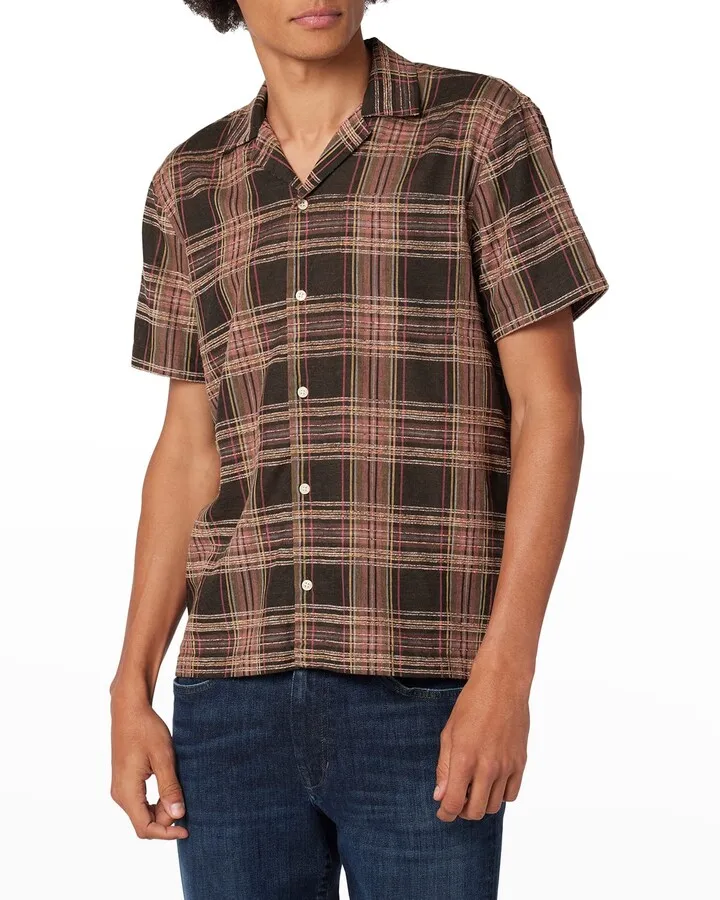 Men's Chenille Plaid Camp Shirt