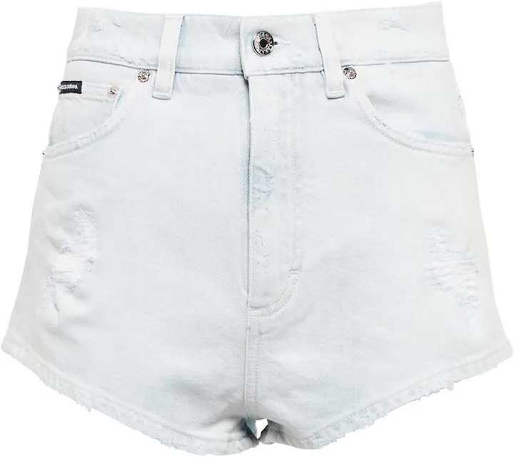 Distressed high-rise denim shorts