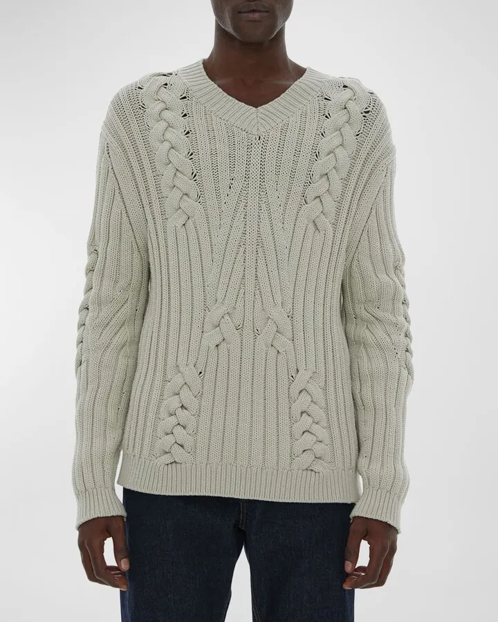 Men's Scott Cable-Knit Cotton-Blend Sweater