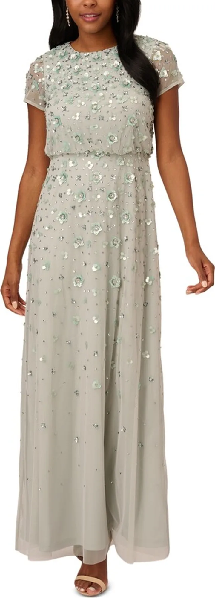 Adrianna Papell Women's 3D Embellished Blouson Gown