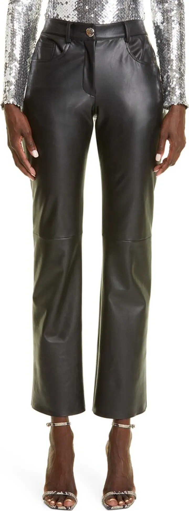 Faux Leather Straight Leg Ankle Pants