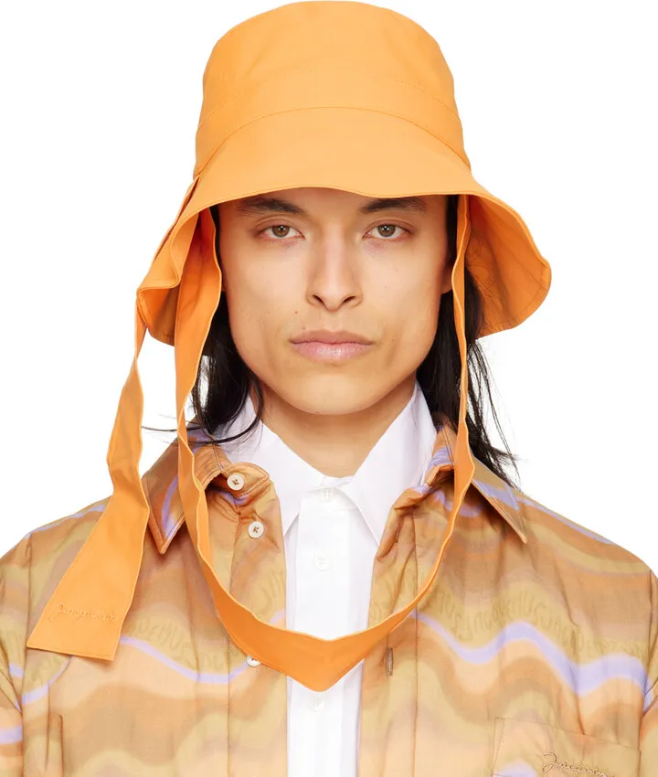 Jacquemus Orange Le Raphia 'Le Bob Bando' Bucket Hat