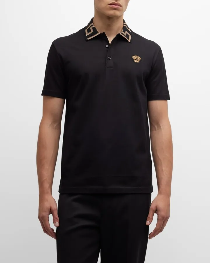 Men's Greca-Collar Polo Shirt