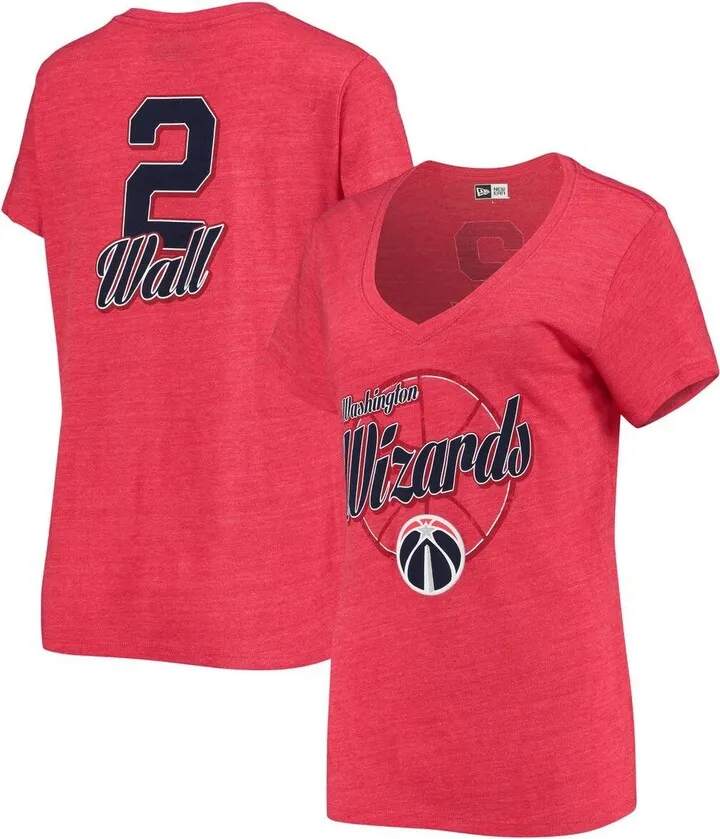 Women's New Era John Wall Red Washington Wizards 5th & Ocean Name and Number Tri-Blend T-shirt
