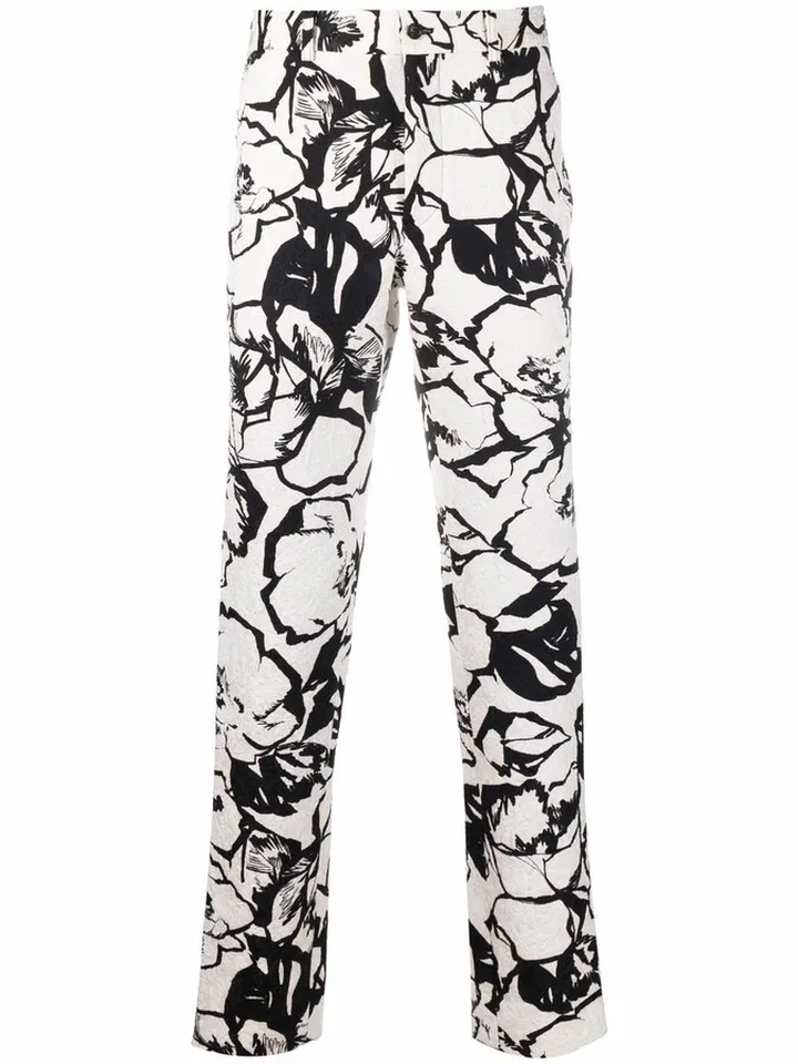Floral-Print Straight-Leg Trousers