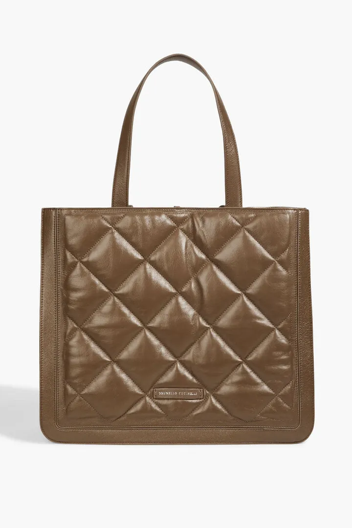 Quilted leather tote