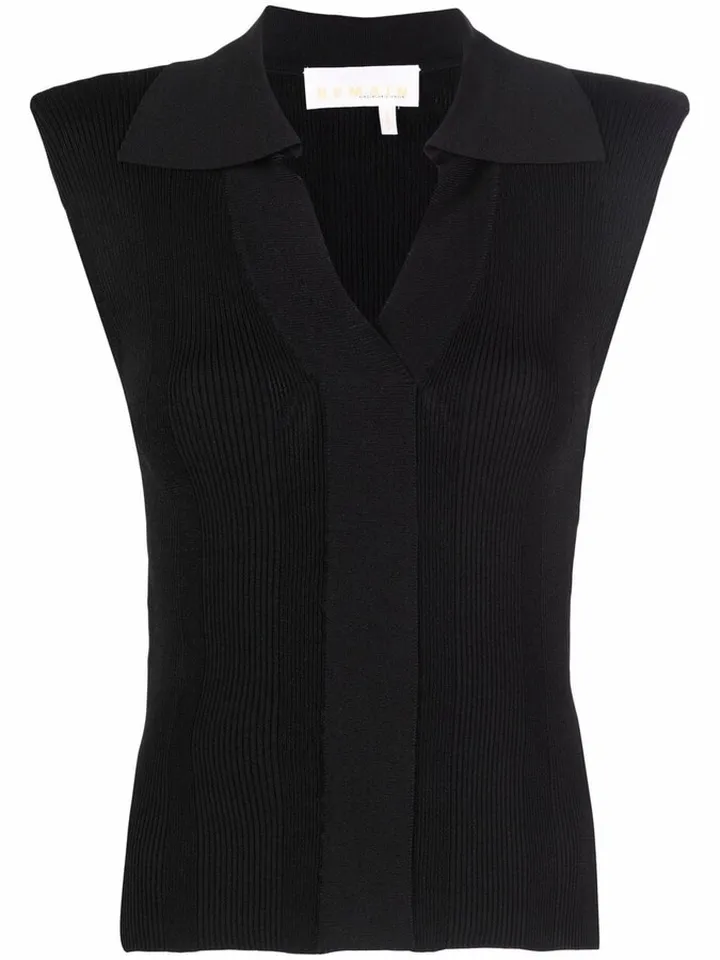 Sleeveless Knit Polo Top