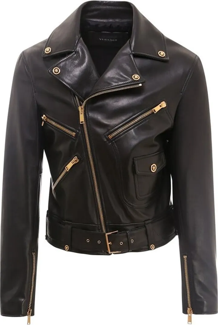 Versace Zipped Cropped Biker Jacket