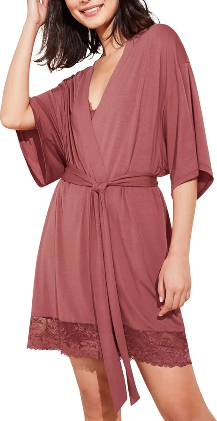 Rosalia Lace Trim Short Robe