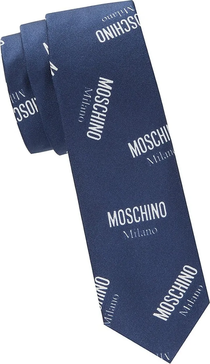 Logo Print Silk Skinny Tie