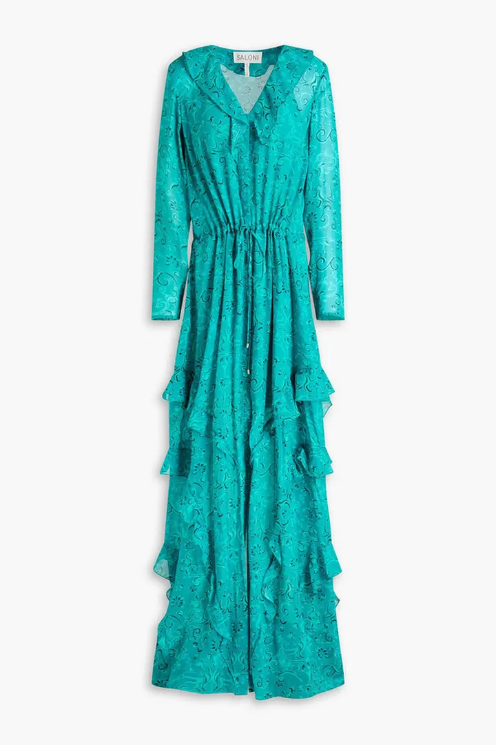 Izzie ruffled printed silk-georgette maxi dress