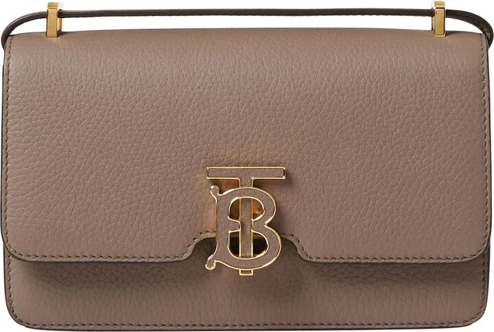 TB Elongated Grained Leather Shoulder Bag