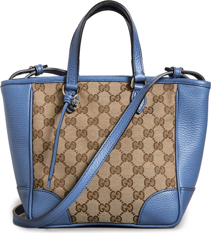 What Goes Around Comes Around Gucci Blue Canvas Bree Tophandle Tote Small