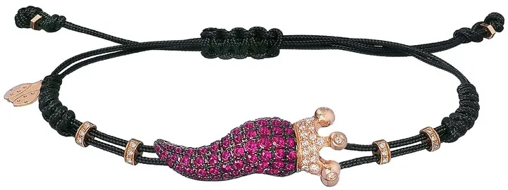 18k Diamond & Ruby Pepper Crown Pull-Cord Bracelet