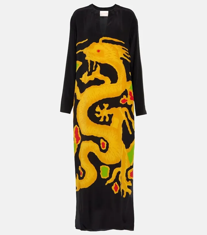 Drago Re-Edition printed silk maxi dress