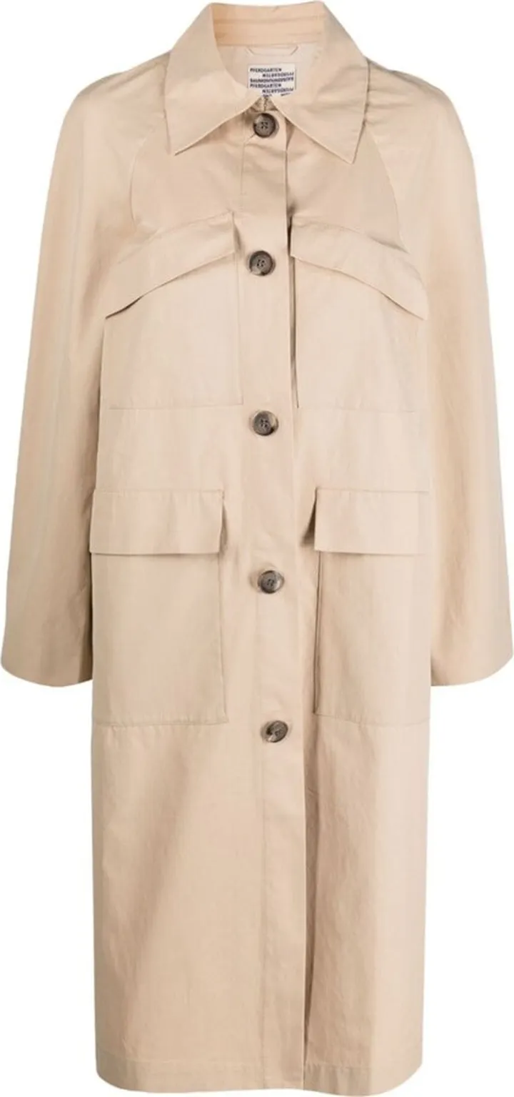 Floral Print Button-Up Trench Coat