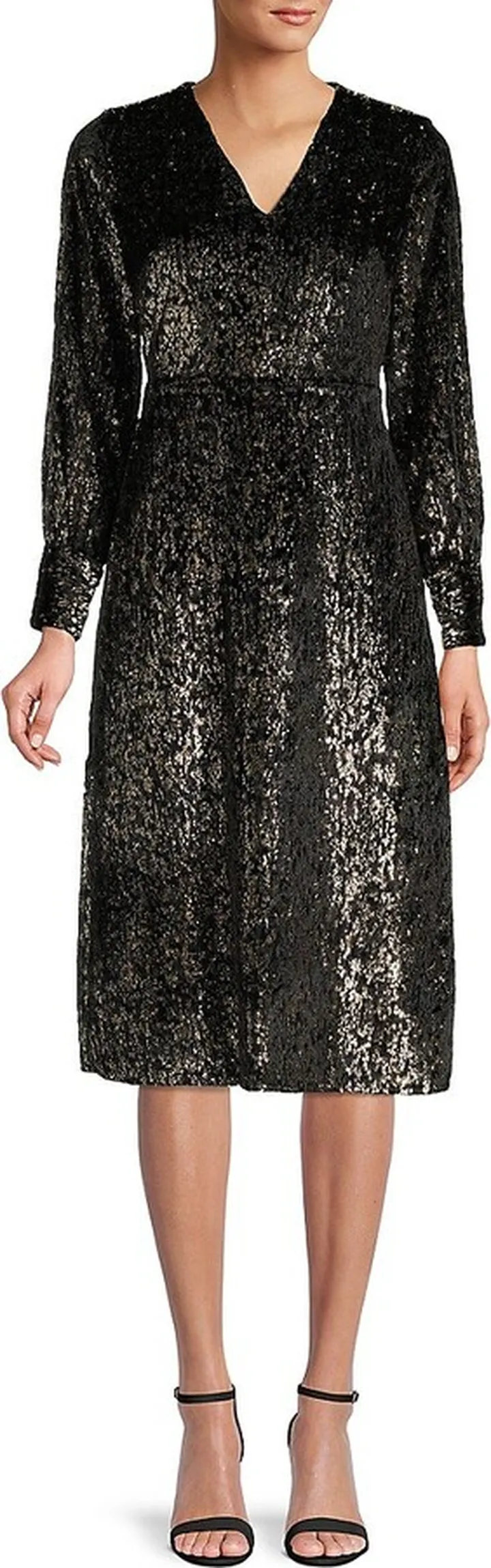 Metallic Fit & Flare Dress