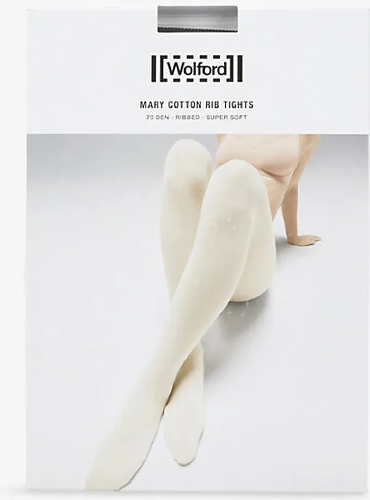 Womens Black Ribbed Opaque Stretch-woven Tights