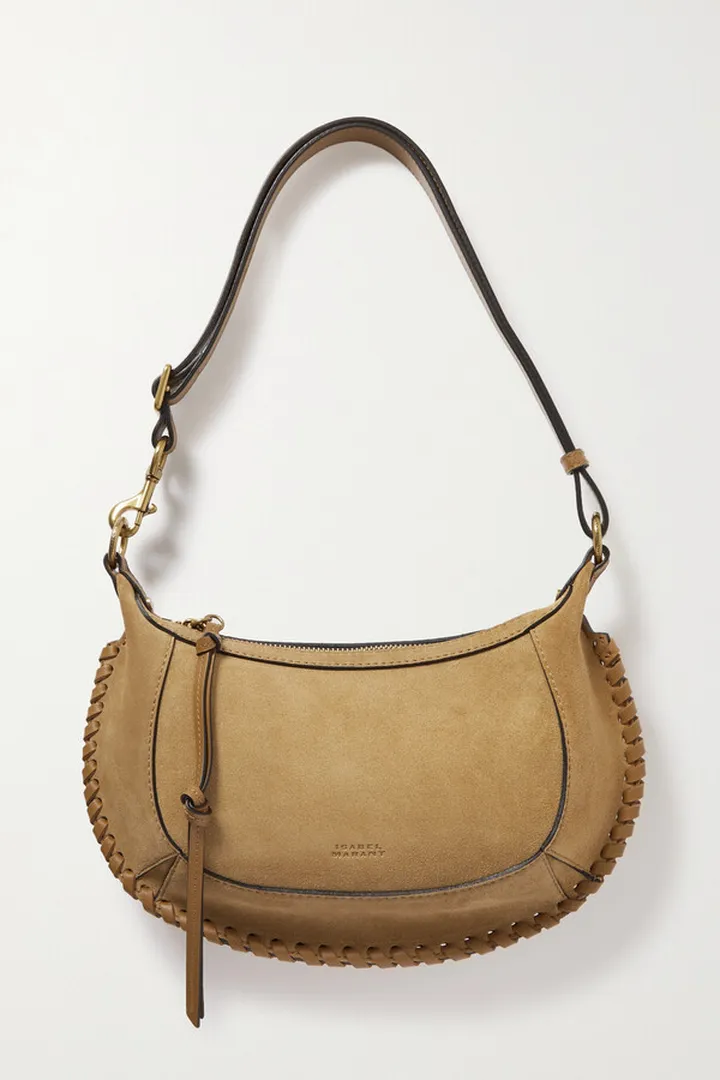 Isabel Marant - Oskan Moon Whipstitched Suede Shoulder Bag - Brown
