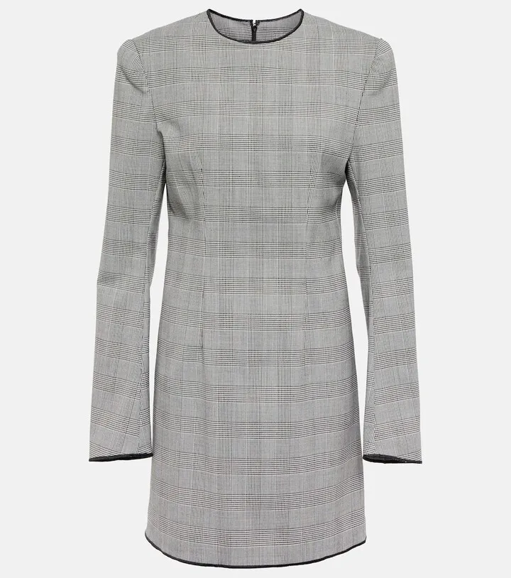 Medeola checked wool-blend minidress