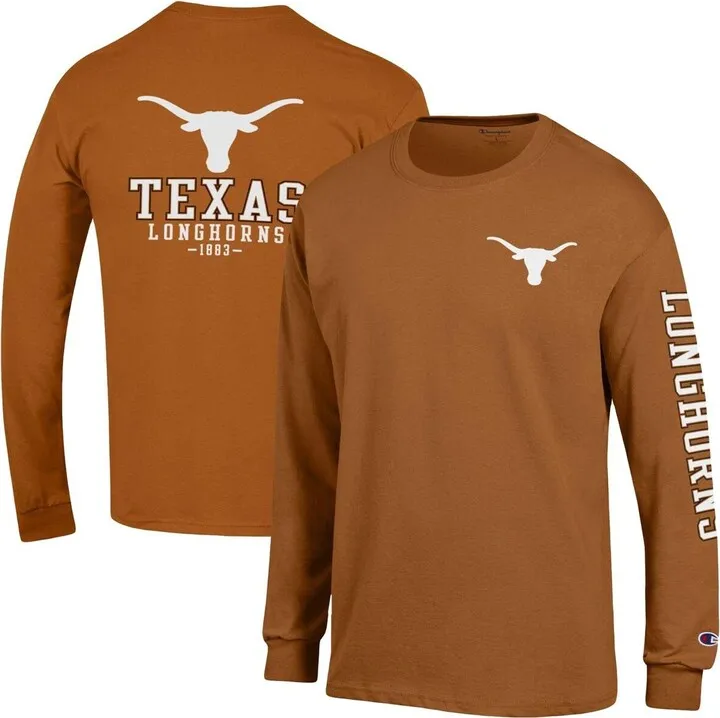 Men's Champion Texas Orange Texas Longhorns Team Stack Long Sleeve T-shirt