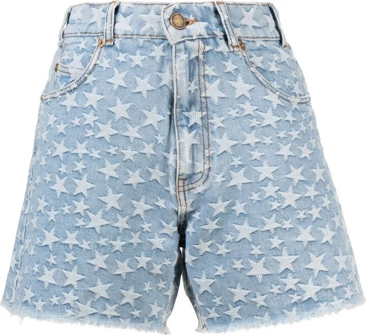 Star-Print Denim Shorts