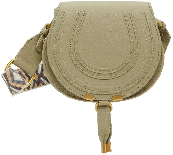 Chloé Green Small Embroidered Marcie Saddle Bag