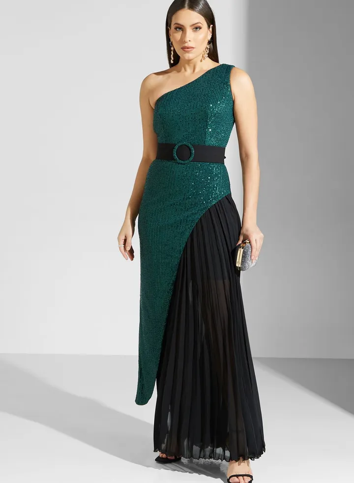 Lama Sequinned One Shoulder Dress
