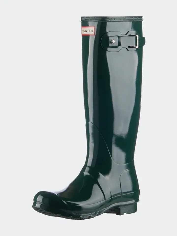 Hunter Womens Original Tall Gloss Rain Boots Size 7 - Hunter Green