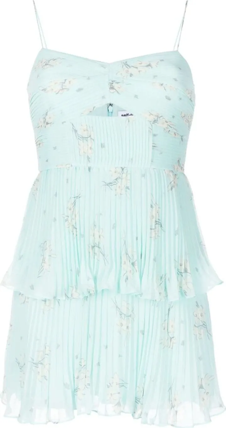 Floral-Print Tiered Chiffon Minidress