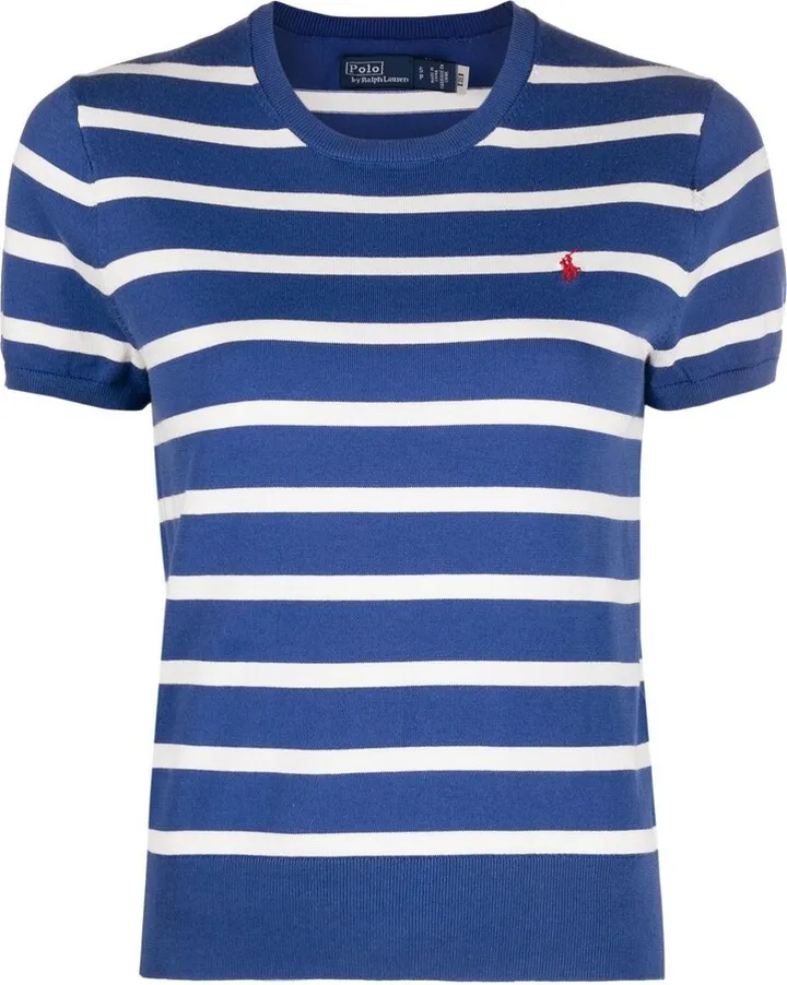 striped Polo Pony-embroidered T-shirt