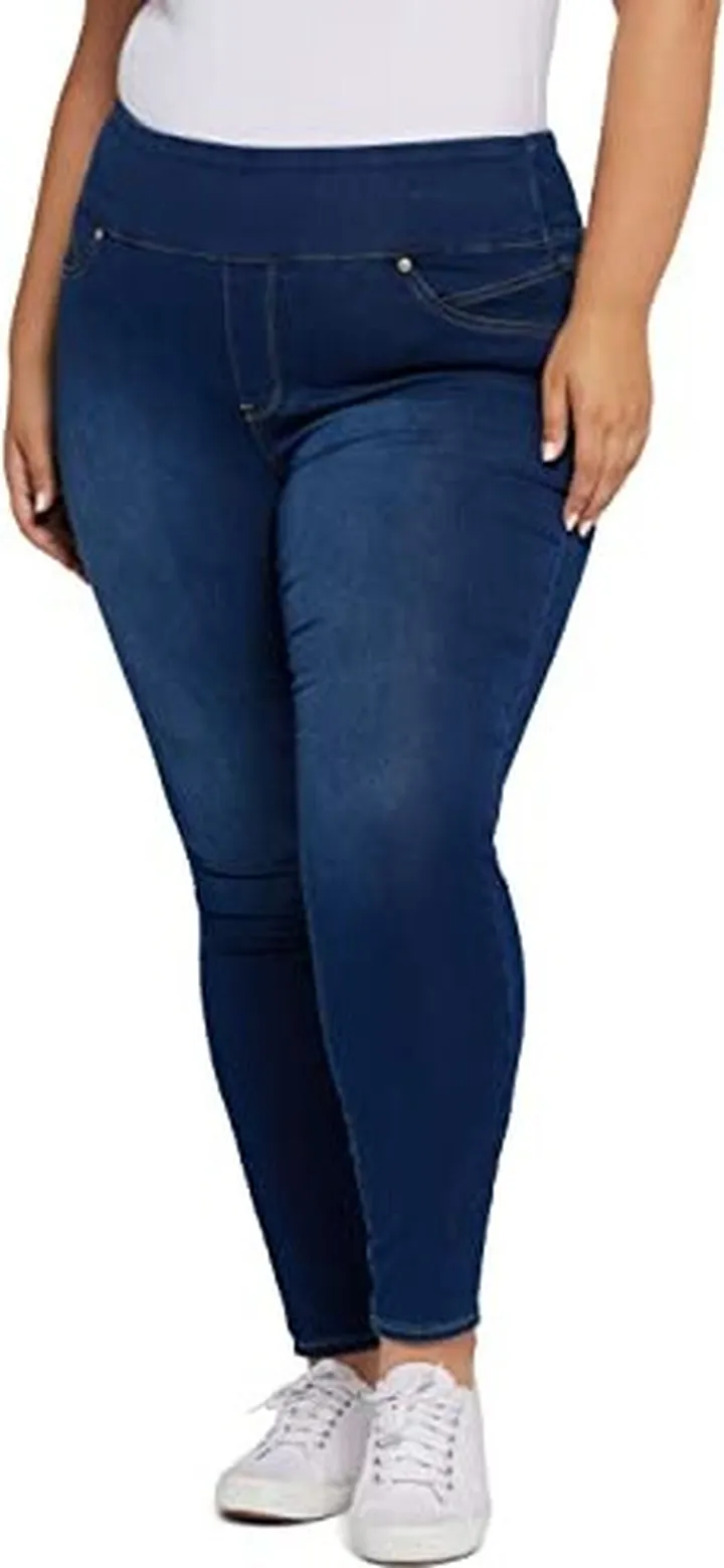Seven7 Women's Plus Size Tummy Toner Skinny Blue