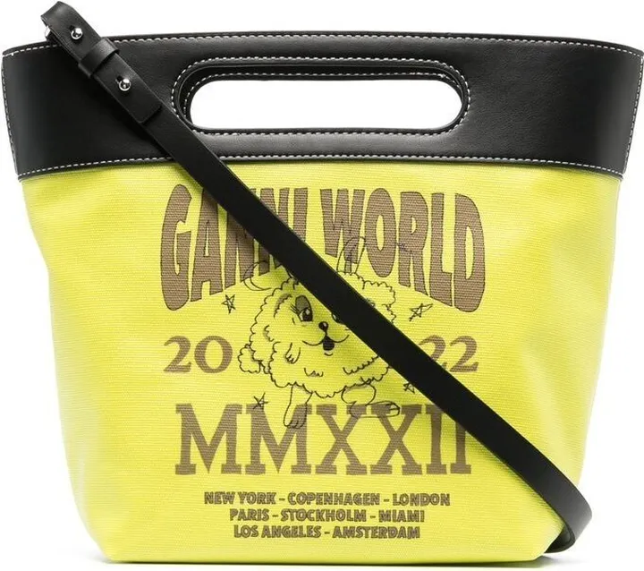 Graphic-Print Cut-Out Handle Tote