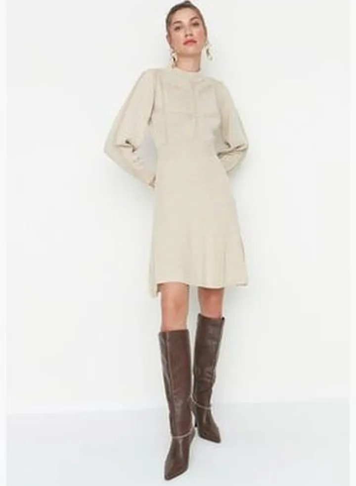 Beige Beige Mini Knitwear Dress TWOAW22EL0011 Dress TWOAW22EL0011